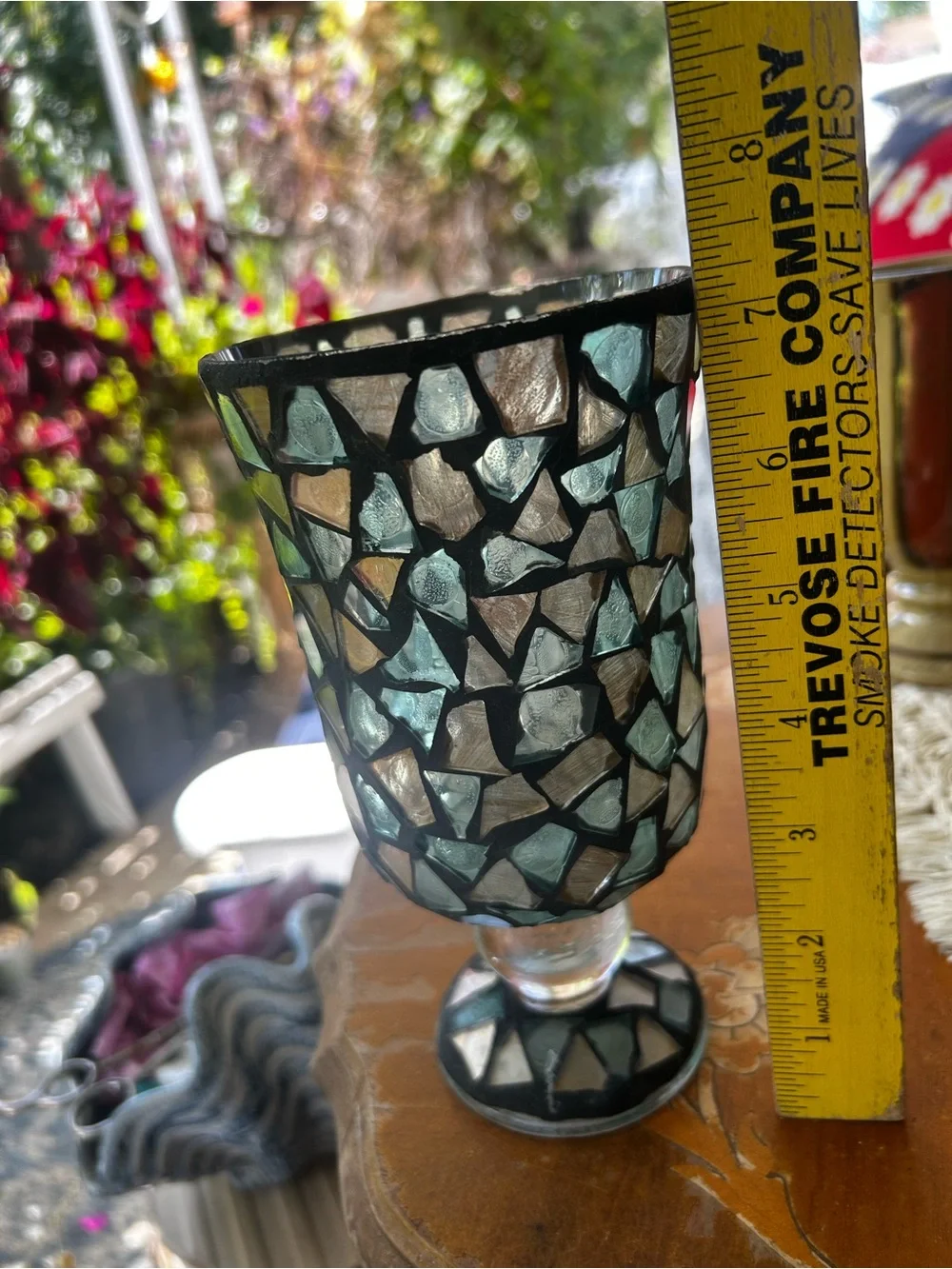 Vintage Mosaic Glass Accent Candle Holder